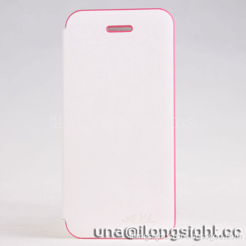 AYL Double color smoothly flip leather case for iphone 5/5S-white